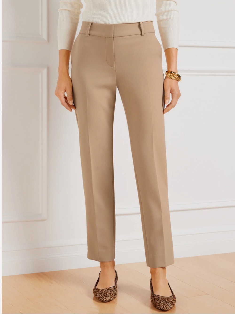 Talbots Hampshire Straight Ankle Pants Women’s Size 18 Tan Career Stretch